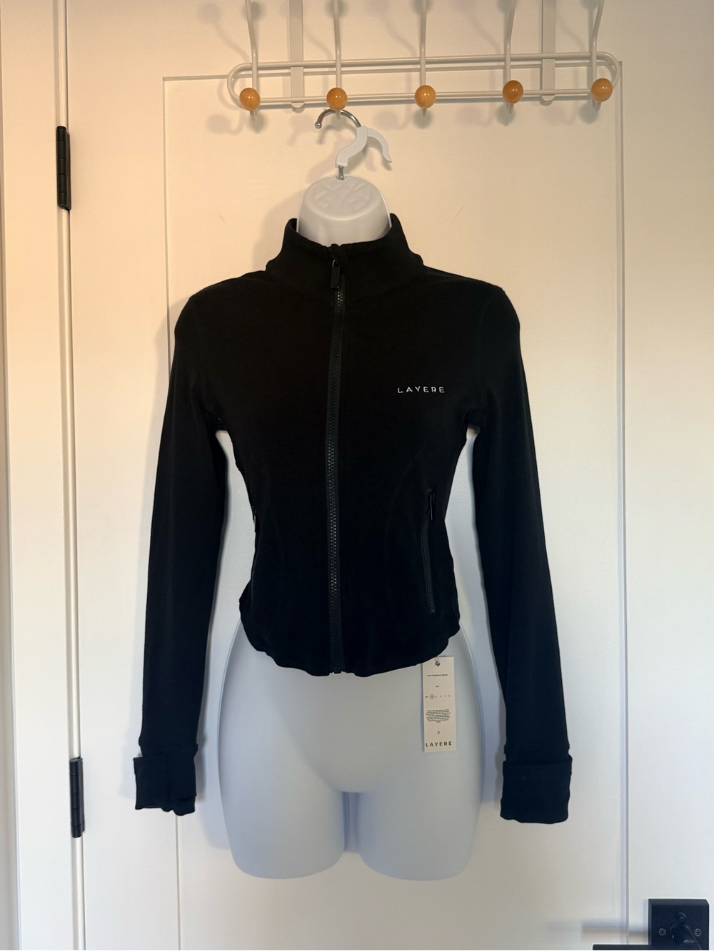 LAYERE Women's Black Full Zip-Front Jacket 95% Organic Cotton